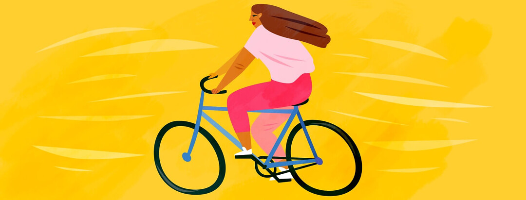 Woman riding a bike.