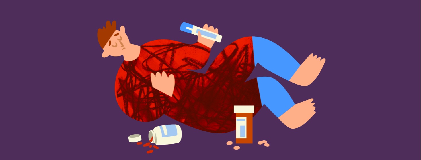 alt=a person in pain, surrounded by different medications and wondering when to stop treatment
